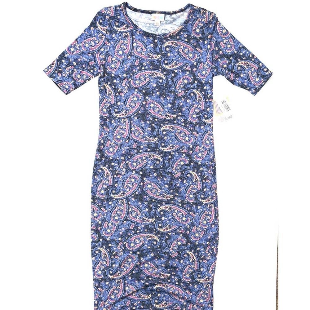 LuLaRoe Julia Dress Paisley Purple XS